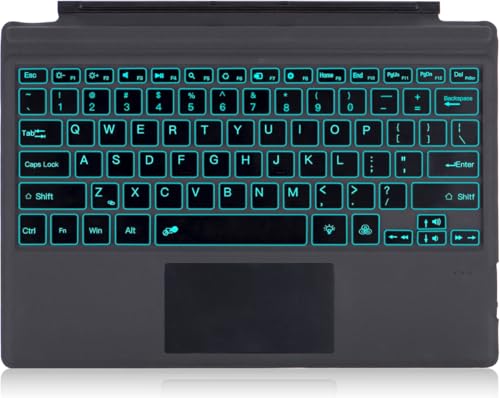 Nanhent Type Cover Surface Pro 7 Keyboard with Precision Touchpad, Bluetooth 5.3, 7-Color Keys Font Backlight, Compatible with Microsoft Surface Pro 7/7+/6/5/4/3 (Black)