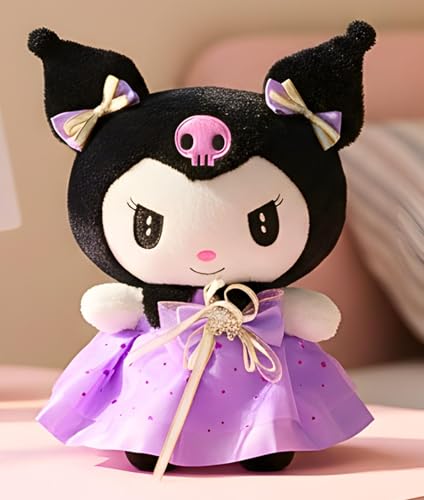 Image of Tickles Cute Anime Doll Soft Stuffed Plush Cartoon Character Toy for Kids Boys & Girls Birthday Gift (Color: Purple & Black Size: 35 cm)