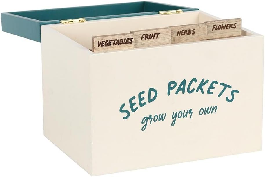 Stunning Green & White MDF Seed Packet Storage Box -13cm x 17cm (1 Pc.), Stylish Box, Organize & Protect Your Seeds - Image 3