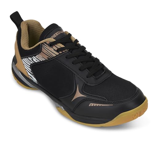 Image of Liberty Freedom Pluto-1 Sports Lacing Non-Marking Badminton & Paddle /Pickle Ball Shoes for Men - Black & Sky Blue - Lightweight & Comfortable | Suitable for Table Tennis, Squash and All Indoor Court
