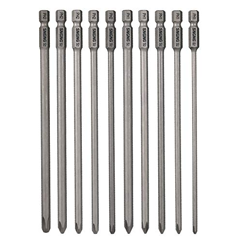 10pcs Phillips Bit Set 150mm/6 inch Long Quick Release Shank Magnetic Professional Screwdriver Bit set Perfect for Production Workshop