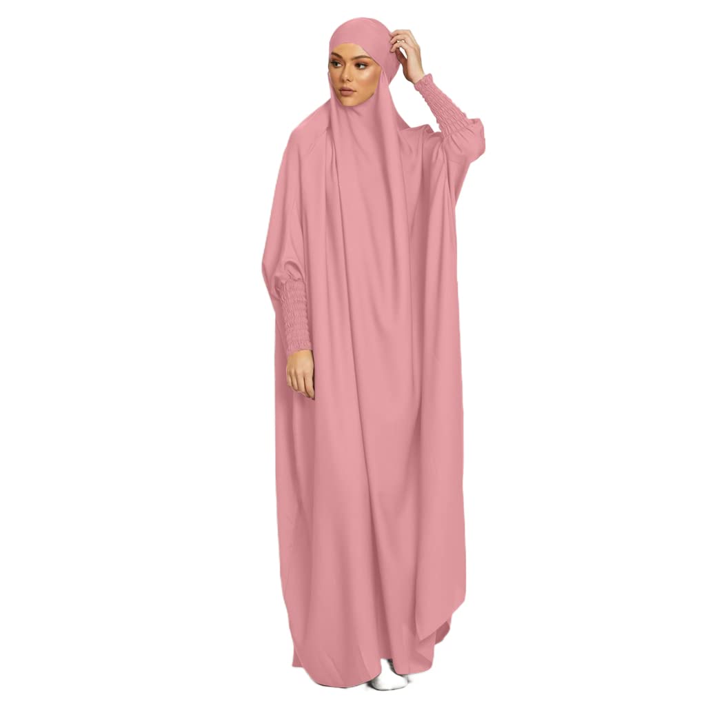 Robe de Priere Femme Musulmane 1 Piece Femme Islamique Hijab Niqab à Manches Longues Abaya Jilbeb Robe Islam Vêtements