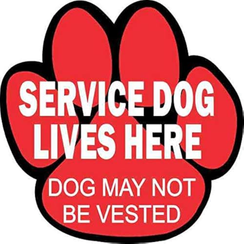 Image of StickerTalk Service Dog Lives Here Vinyl Sticker, 4 inches by 4 inches