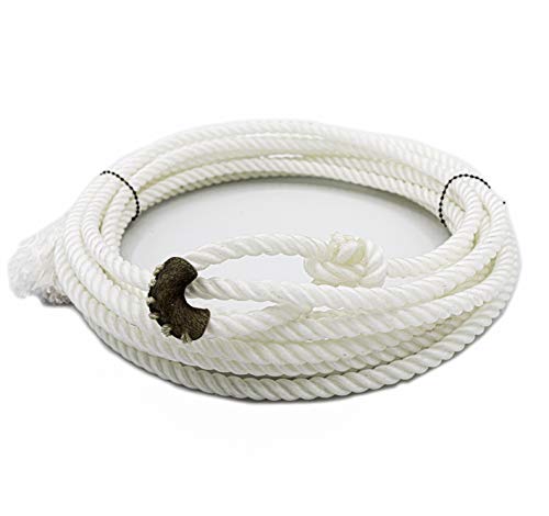 M-Royal 20 Foot White Soft Kid Rodeo Lasso Lariat with Burner