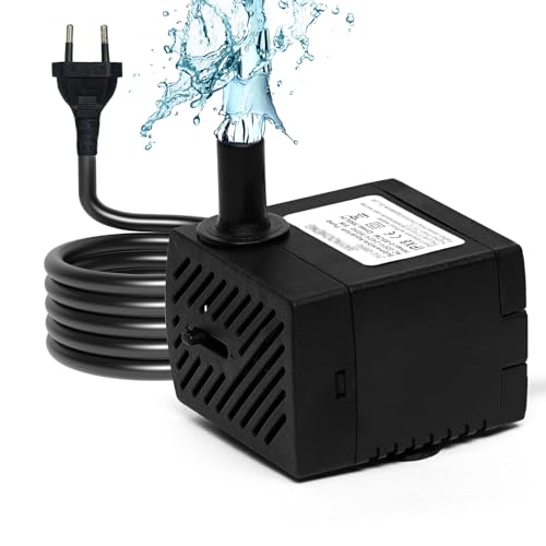 Puddry Mini Wasserpumpe Tauchpumpe (180L/H, 3W) mit 4,6ft Stromkabel, Springbrunnen für Aquarium, Gardena, Teich, Fischbecken, Hydrokultur