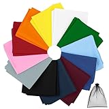 URATOT 12 Pieces Solid Colors Cotton Bandana Handkerchiefs Multifunction Headbands, Assorted 12 Colors