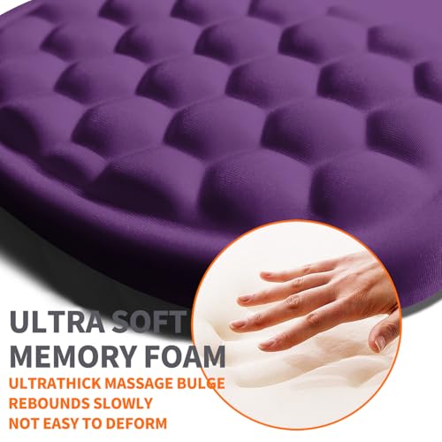 Image of Ergonomic Joint Wrist Support Mouse Pad with Memory Foam Cushion Massage Bump, Carpal Tunnel Pain Relief Mousepad Slope Design for Wrist Rest, 11.8x7.9 in, Dark Violet