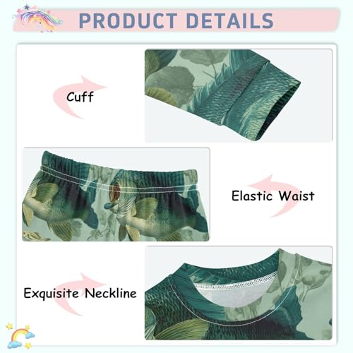 Pajama Sets Long Sleeve Fish Life Pattern Print Soft Comfy Sleepwear 2 Piece PJS 3-8T4