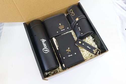 Image of Thebaegift Personalized 6 Pcs Gift Set for Men | Customised Birthday Gift for Men, Brother, Father, Husband with Name Engrave | Customized Gift Hamper for Man