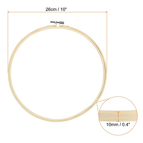 Image of PATIKIL 12 Pieces 10 Inch Embroidery Hoops Round Adjustable Bamboo Circle Cross Stitch Hoop Ring Bulk for Embroidery Art Craft Handy Sewing Decoration