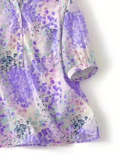Image of Gufrina Women's Blush Pink Abstract Printed Western Top with Mandarin Collar, Half Button Placket and Relaxed Fit Sleeves