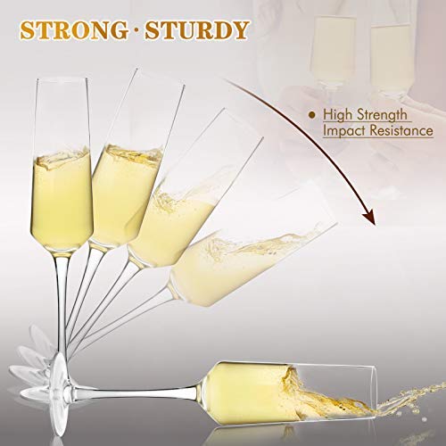 COYMOS Champagne Flutes Set of 4-8.5 oz Crystal Champagne Glasses Wine Stemware Clear Premium Glass Gift for Wedding Toasting Christmas Dishwasher Safe