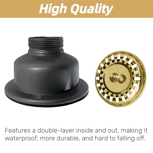 Miniatura 3 de Kit De Residuos De Fregadero Dorado 114 Mm En Acero Inoxidable Y Pvc - Cesta De Cocina Con Tapón Colador G1