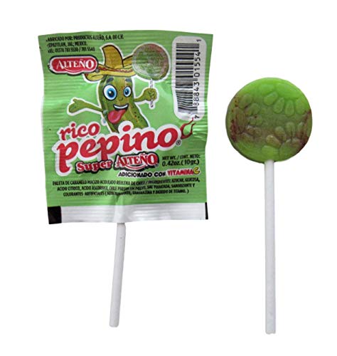 Alteno Super Pina Loca (Crazy Pineapple) Lolipops Bundled With Alteno Pica Pepino (Spicy Cucumber) Lolipops, 40 Pieces Per Bag, 14.1 Oz Each #TOP4