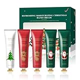 5-teiliges Christmas Handcreme Geschenkset – Feuchtigkeitsspendende Handcreme mit Botanischem Duft – Natürlich, Schnell Einziehend & Nicht Fettend – Pflegend für Trockene Hände