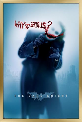Trends International DC Comics - The Dark Knight - The Joker - Why So Serious Wall Poster, 14.725" x 22.375", Gold Framed Version