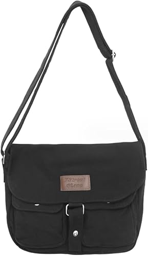 FROMOON Bolso bandolera de lona con bolsillos, estilo vintage, estilo hobo, bolso de hombro, lindo bolso de viaje, bolsa grande para computadora
