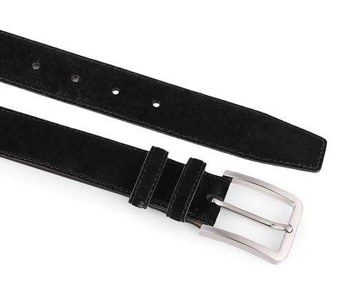 Image of Men's Belt Casual Genuine Leather Suede Belts for Men 1 3 /8 inch Wide Elegant Golf Dress Belt