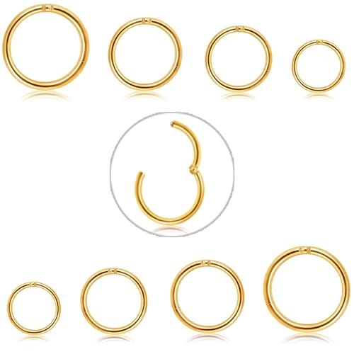 Adramata 8 Stücke 6-12mm Edelstahl 16g 18g Knorpel Creolen für Männer Frauen Nasenring Helix Septum Couch Daith Lip Tragus Piercing Schmuck Set