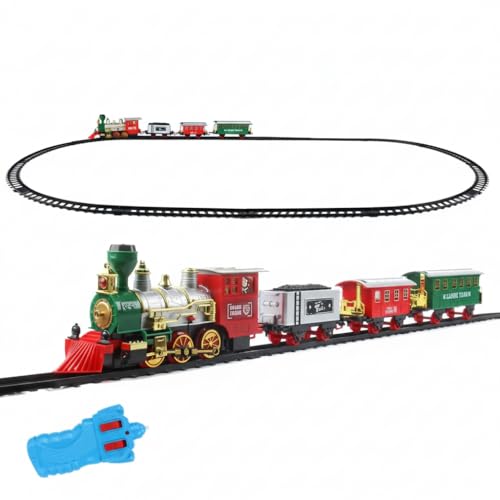 Image of Train Set for Kids | 412 CM Track Electric RC Train with Light & Sound | Battery Operated Classic Toy Train (17 Pcs) | Educational Gift for Boys & Girls - No Smoke (Train with Remote)