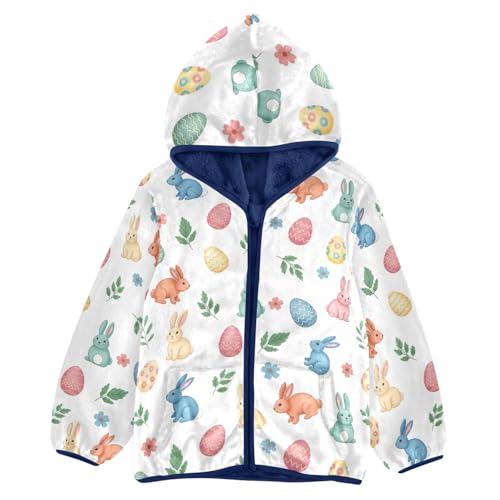 Colorful Easter Bunnies Boy Comfy Warm Fleece Jacket with Polar Fleece Lining 3T