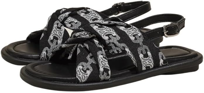 Womens Sandals Summer Beach Flat Casual SandalsBlack,40