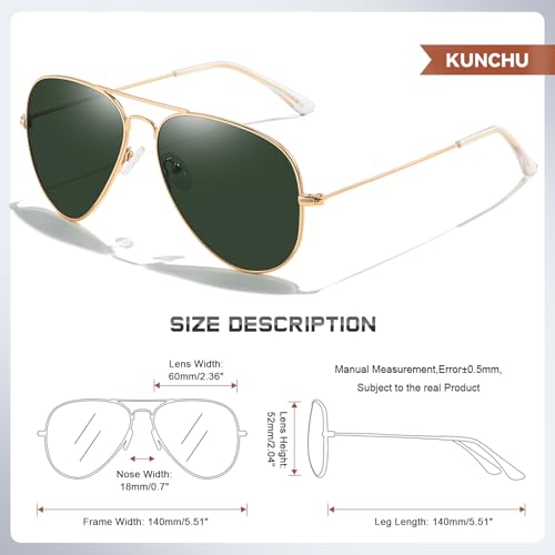 Image of Classic Aviator Sunglasses for Men Womens Polarized UV Protection Driving Sunglasses