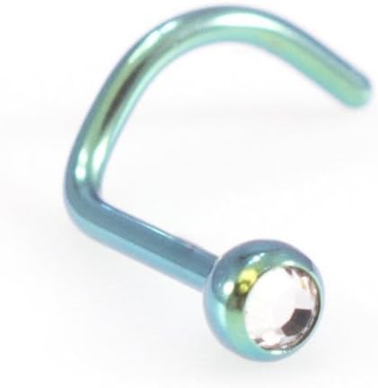 Nose Screw/Stud/ring 18g Titanium with Round Cubic Zirconia End