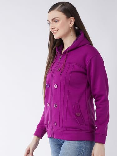 Image of Pivl Casual Solid Full Sleeves Stylish Women Fleece Jacket with Zipper Hoodie II Hooded Neck II Winter Wear