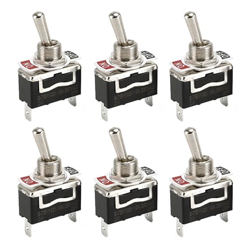 Powice 6 Stück Kippschalter 12V/15A Miniboot 2Poliger Schalter 12V 12V/230V Schalter Geeignet für Den Einbau in Häusern Autos und Elektrischen Geräten Schwarz