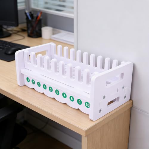 Support de Téléphone de Bureau Plastique Blanc Rangement Mobile Multi-Compartiments - 7