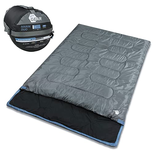 your GEAR Marin - Saco de dormir (2 personas, 7 °C, 220 x 150 cm, para 3 a 4 estaciones, color azul y gris
