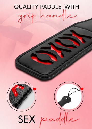 Image of Sex Paddle Sex Spanking Crop Set XOXO Paddle Role Play Adult Whip Bondage BDSM Kit Riding Crop Adult Toys Black