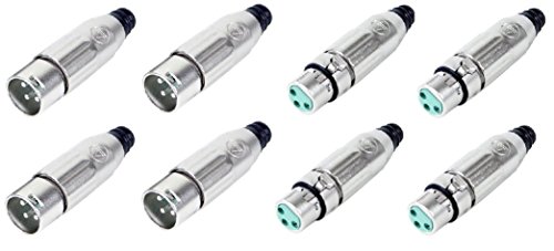Lot of 8 (4 Each) Switchcraft AAA3FZ & AAA3MZ XLR Connectors, Cable Mount