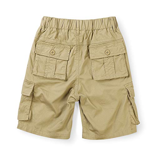Boys' Elastic Waistband Cotton Multi-Pockets Cargo Shorts Khaki Tag 170Cm-11 Years #TOP1