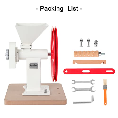 Mosakar Hand Crank Grain Mill - White, Hand Operate Food Grinder For Dry And Oily Grains, Manual Kitchen Flour Mill, Wheat Corn Coffee Spice Grinder thumb #5