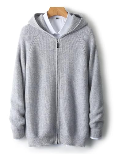 Men's Zipper Hooded Cardigan 100 Percent Merino Wool Fall Winter Thick Casual Cashmere3
