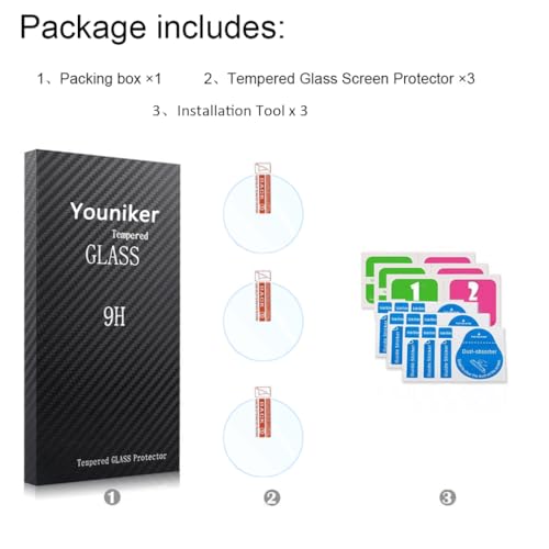 Youniker 3 Unidades Protector de Pantalla Compatible con Michael Kors MKT5007 Cristal Vidrio Templado para Bradshaw MKT5007 Watch 9H Dureza Sin Burbujas