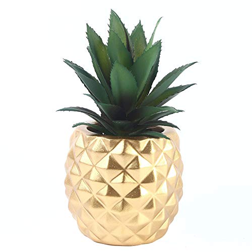 VOANZO Plantas Artificiales suculentas en Maceta, Plantas de piña sintética para Sala de Estar, Restaurante, Oficina, Mesa, gabinete de Vino, baño, decoración del hogar（uno, 5 onzas）