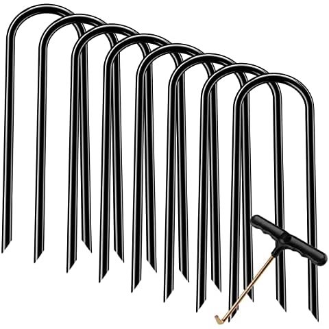 12inch Trampoline Accessories Trampolines Stakes Trampoline Anchors Heavy Duty High Wind U Type, Safety Trampoline Accessories Galvanized Steel for Soccer Goals, Camping Tents and Garden Decoration Cover