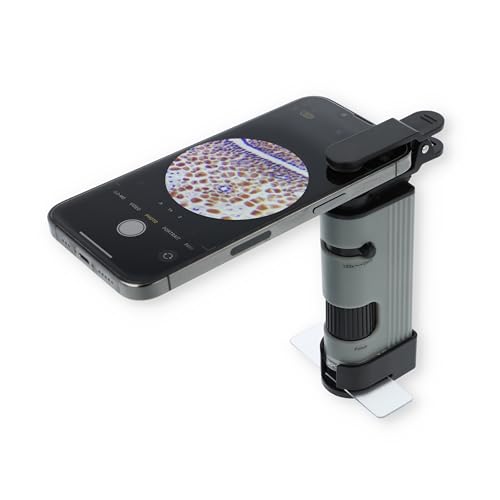 Image of Carson MicroPic 120x-240x Magnification, High-Resolution LED Pocket Microscope with Smartphone Adapter Clip for Digiscoping, Educational STEM Tool (MP-400)