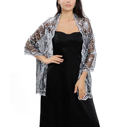 Ralcosuss Women’s Sequins Glitter Pashmina Scarf Shawl and Wrap for Evening Party Dresses Wedding Bride Bridal Gifts2
