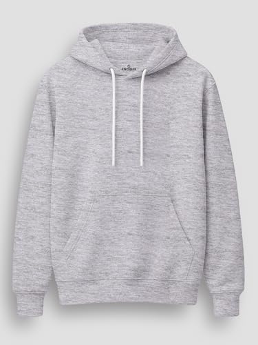 Image of Men's Solid Hoodie | 100% Cotton Fleece Warm Sweatshirt with Kangaroo Pocket & Adjustable Hood | Regular Fit Winter Wear for Men