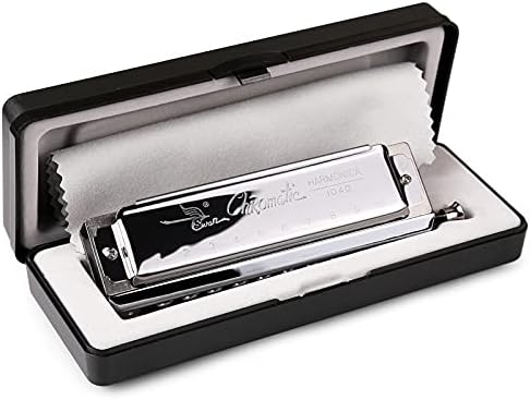 SWAN 10 Hole 40 Tone C Key Chromatic Harmonica For Adult Students Beginners Professional Players Harmonica Lovers Sliver