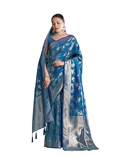 Image of Monjolika Fashion Women's Banarasi Silk Zari Woven Saree With Dupatta