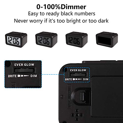 Hense Creative Nightlight Smart Light Alarm Clock Bedside Desk Table Electronic Clock Battery Operated Mute Luminous Alarm Clock With Adjustable Light Ha35 (Black) #TOP2