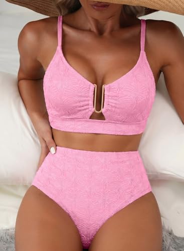 Image of Herseas 2 Piece Bikini Set U-Wire Cutout Popular Swimsuit High Waisted Textured 2026 Summer Beach Swim Bathing Suits