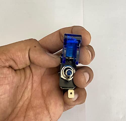 Image of Blue ROCKER PILOT Toggle Switch WiTH Aircraft Safety Cover Rocker Toggle Switch 12V 20A ON /Off Togglle Swiitch LED Light Illuminated 3Pin for All Vehicles