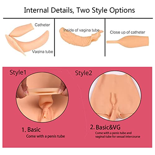 TransUnder Calcinha de silicone falsa vagina para realçar o quadril, roupa íntima falsa para Crossdr