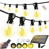 FUANXIEI 33FT Solar Lights Outdoor Waterproof: G40 10M Shatterproof Bulbs Patio Lights - Solar Powered Remote Control 3 Light Modes Dimmable Solar Light - Camping Backyard Garden Deck Outside Yard